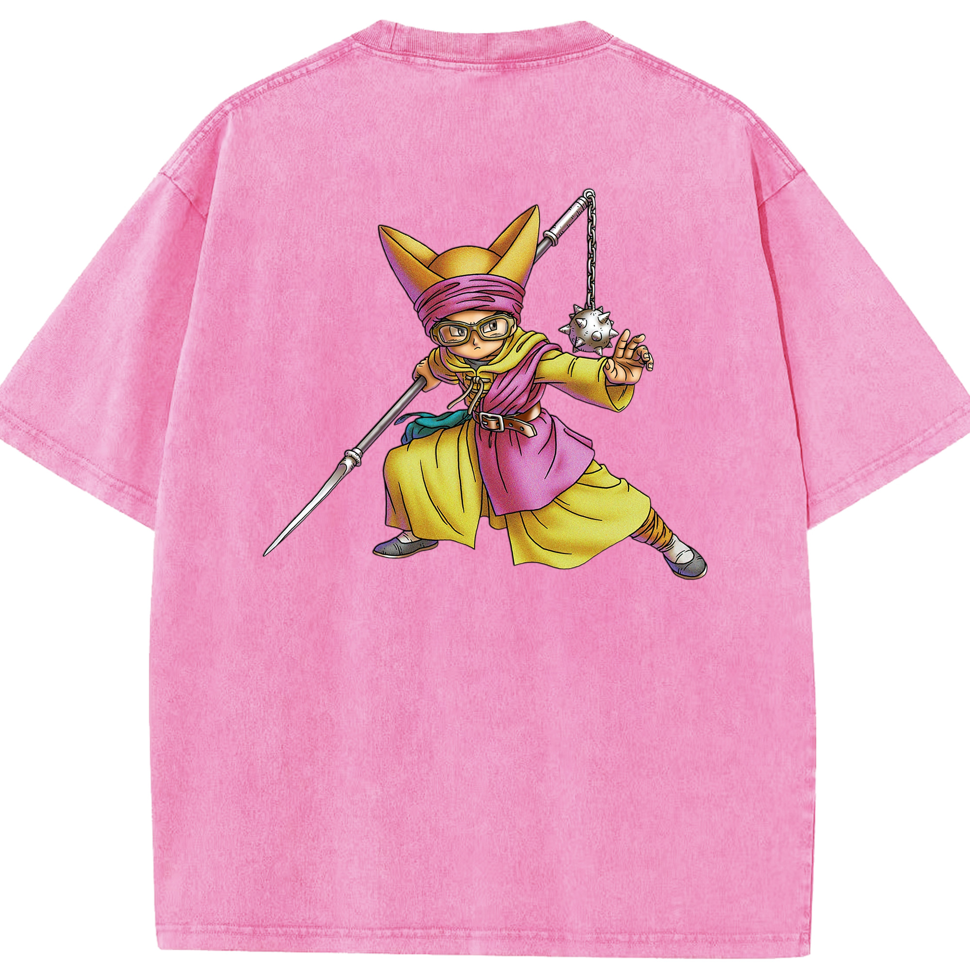 （画像用） ドラゴンクエスト Doragon Kuesuto Dragon Quest 綿100% ヴィンテージ風 半袖Tシャツ（背面プリント）